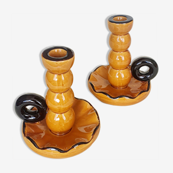 Pair of ceramic candle holders 1950