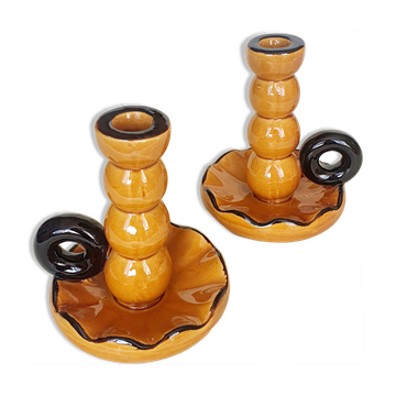 Pair of ceramic candle holders 1950