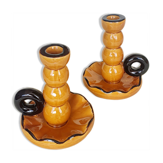 Pair of ceramic candle holders 1950