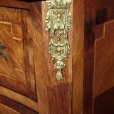 Lady's jump seat commode, curved, Louis XV style made of precious wood.