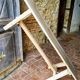 Rustic, raw solid oak bench.