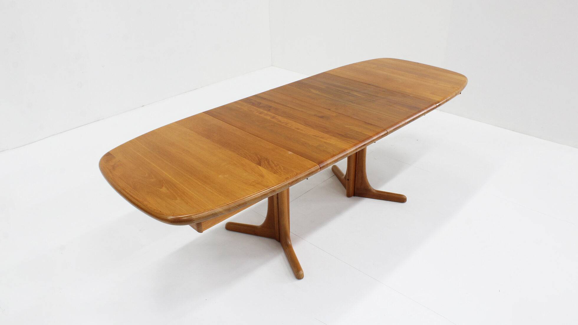 Vintage Danish oval extendable dining table solid teak 1960s