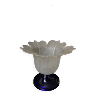 Vase tulipe en verre dépoli vintage