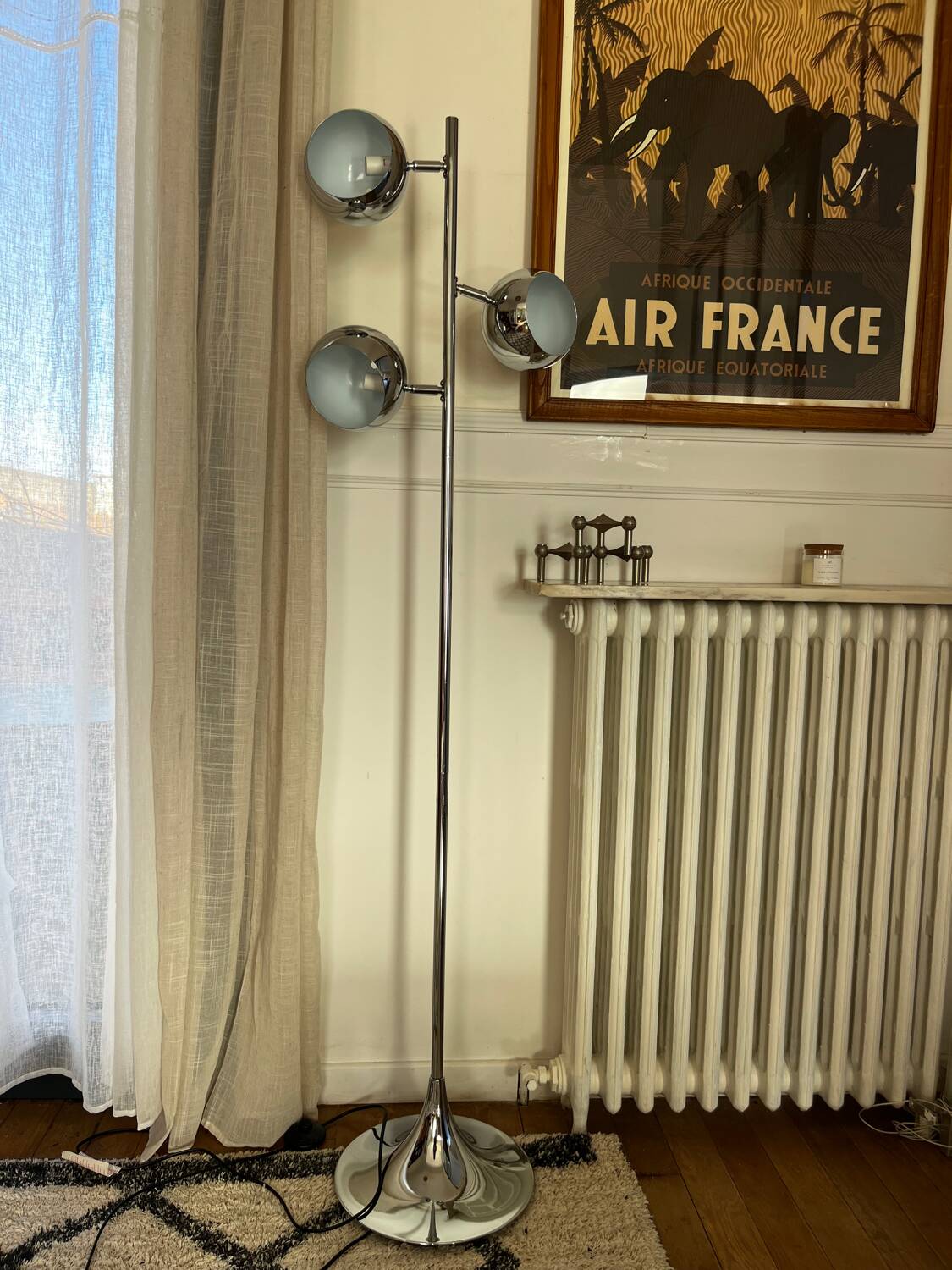 Vintage chrome floor lamp - 60s-70s - Space Age / Mid-Century Mo style