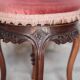 Victorian style stool, wooden and pink velvet stool, piano stool