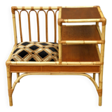 70s rattan telephone bench