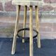 Wooden bar stool natural raw vintage 1970