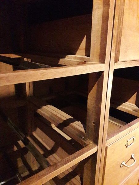 Former furniture of notary in oak 12 drawers 1930