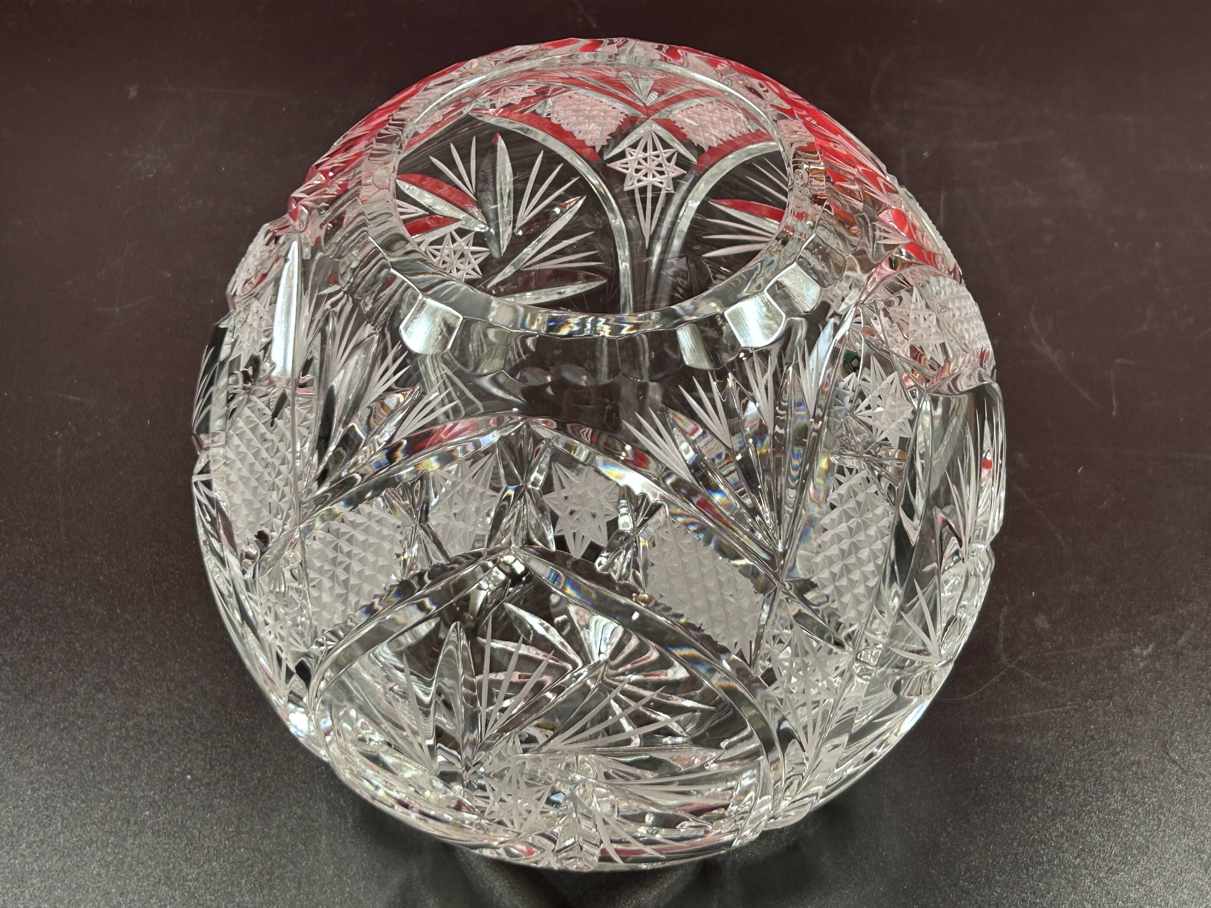 18cm cut crystal ball vase