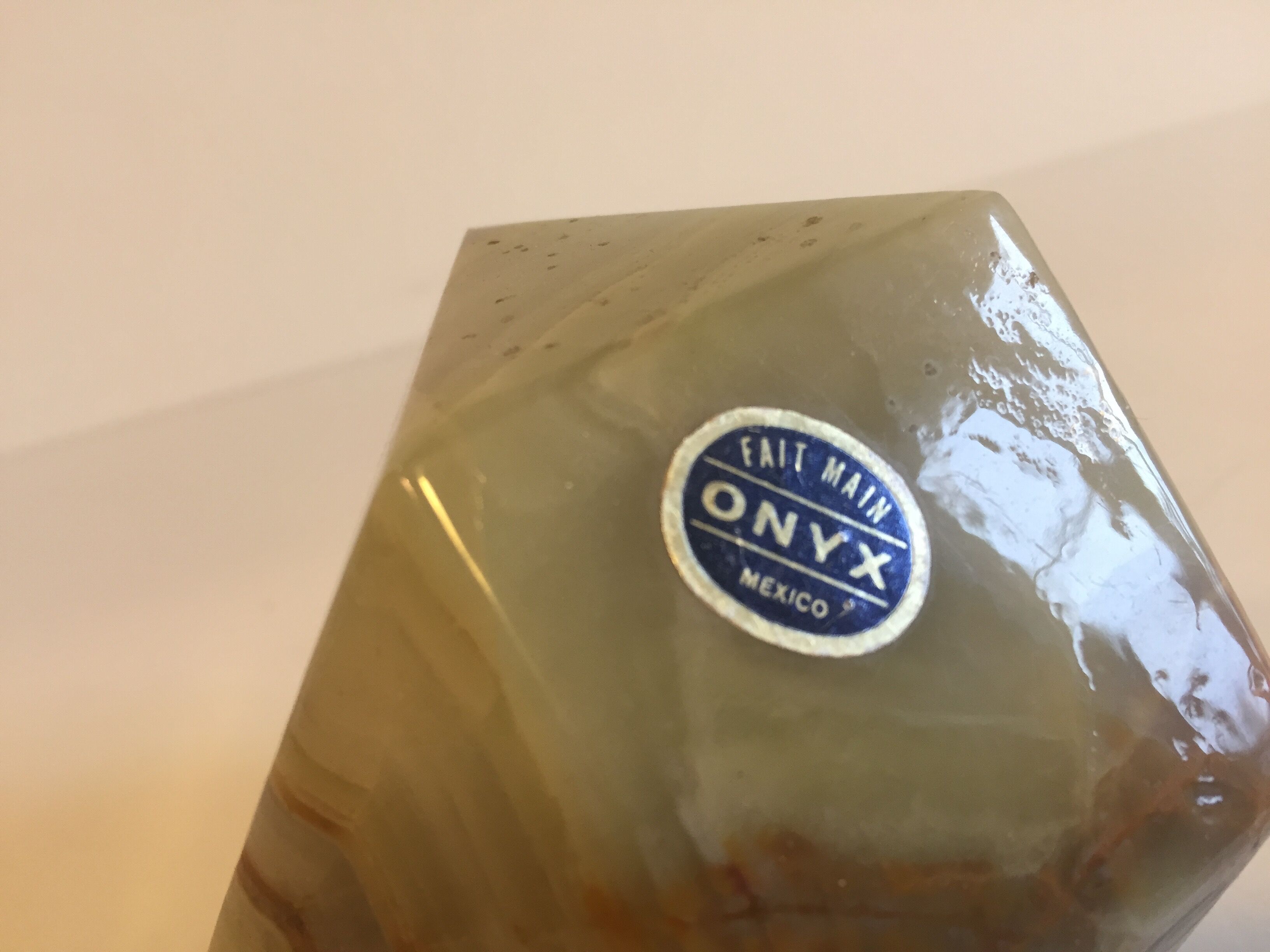 Presse papier en marbre d'onyx vintage