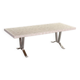 Large Denisco Style Vintage Design Ceramic Tiles Coffee Table + Chrome Base