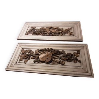 2 carved wooden transoms