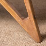 High armchair in curved beech and recent konkav fabric model by paul bode for federholz.