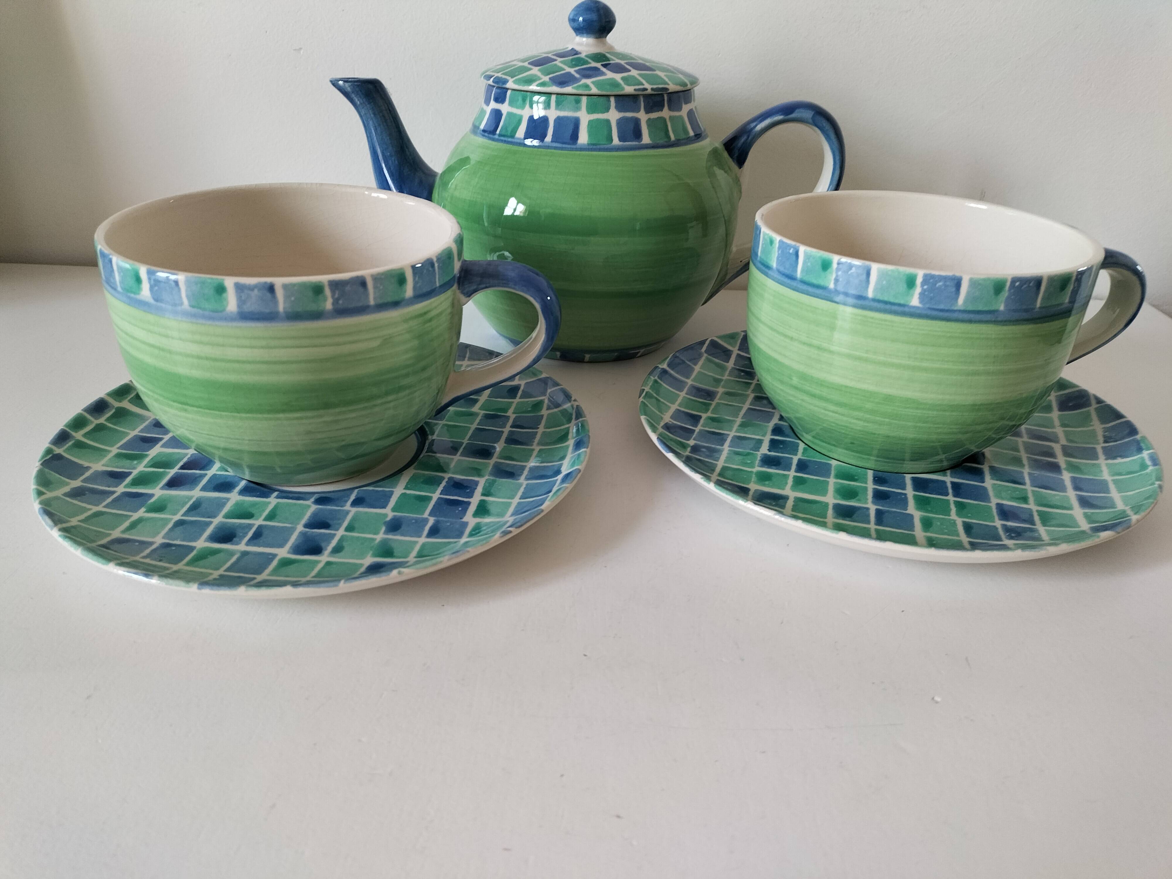 Portuguese tea service hand-painted ceramic