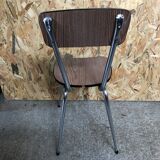 Chaise cuisine formica imitat° bois avec pieds compas metal chromé vintage