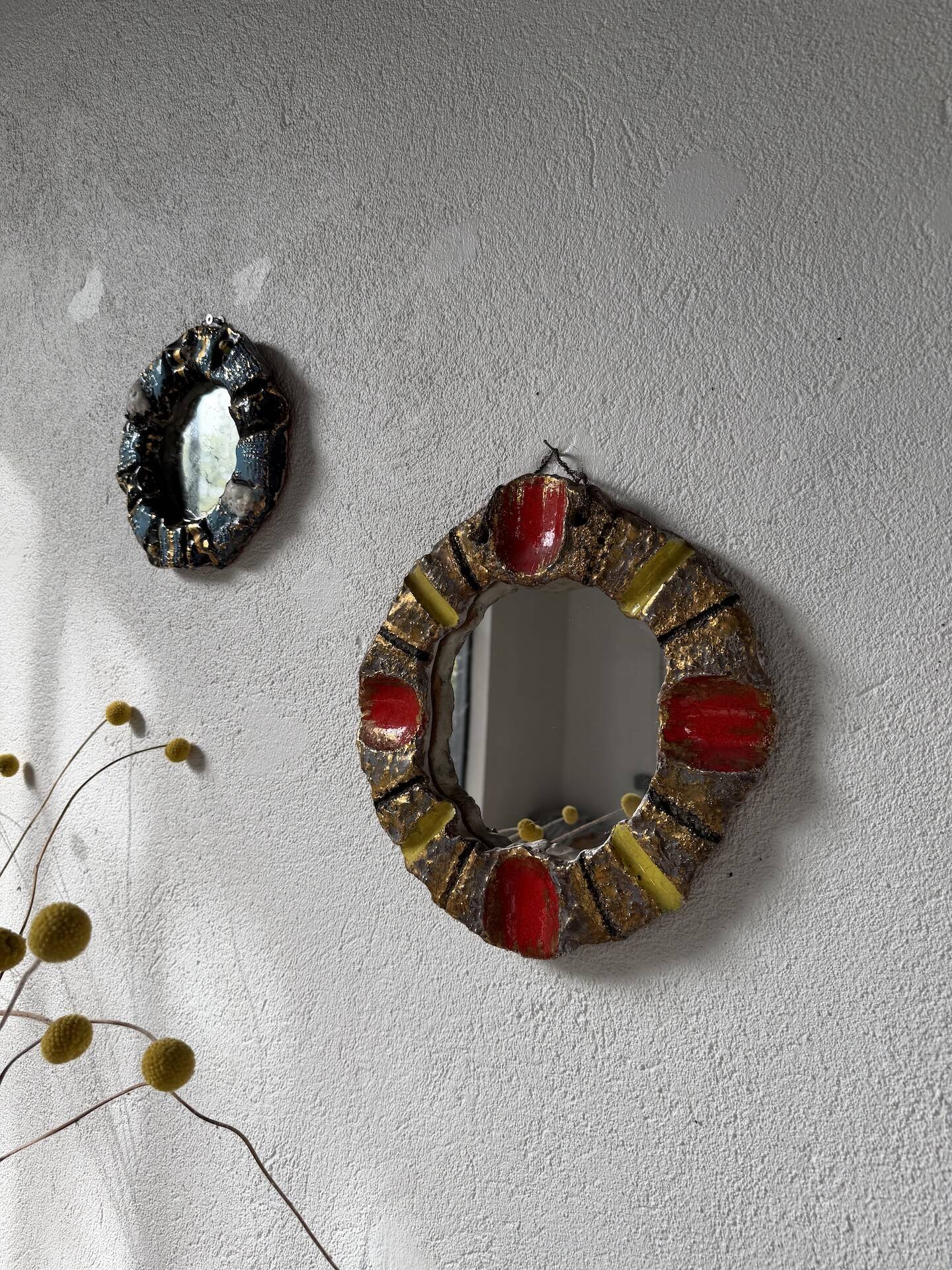 Pair of ceramic mirrors 1950 dlg Mithé