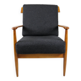 Fauteuil boucle noir design danois sur les oreillers, années 1970