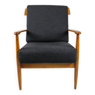 Danish Design Black Boucle Armchair on the pillows, 1970s