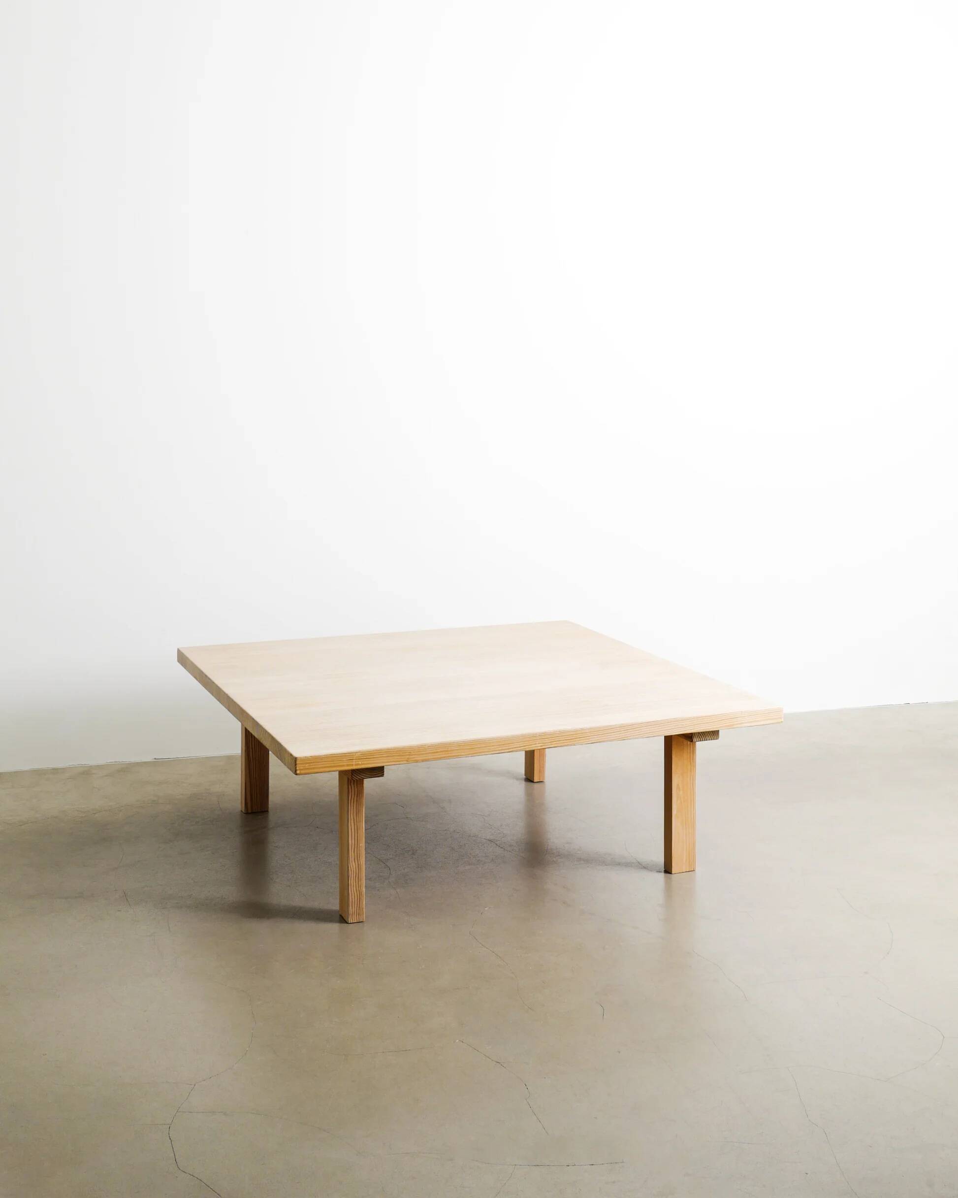 Squared Danish pine sofa table, 1970s