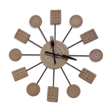 Vintage clock with dial "biscuits and cutlery"