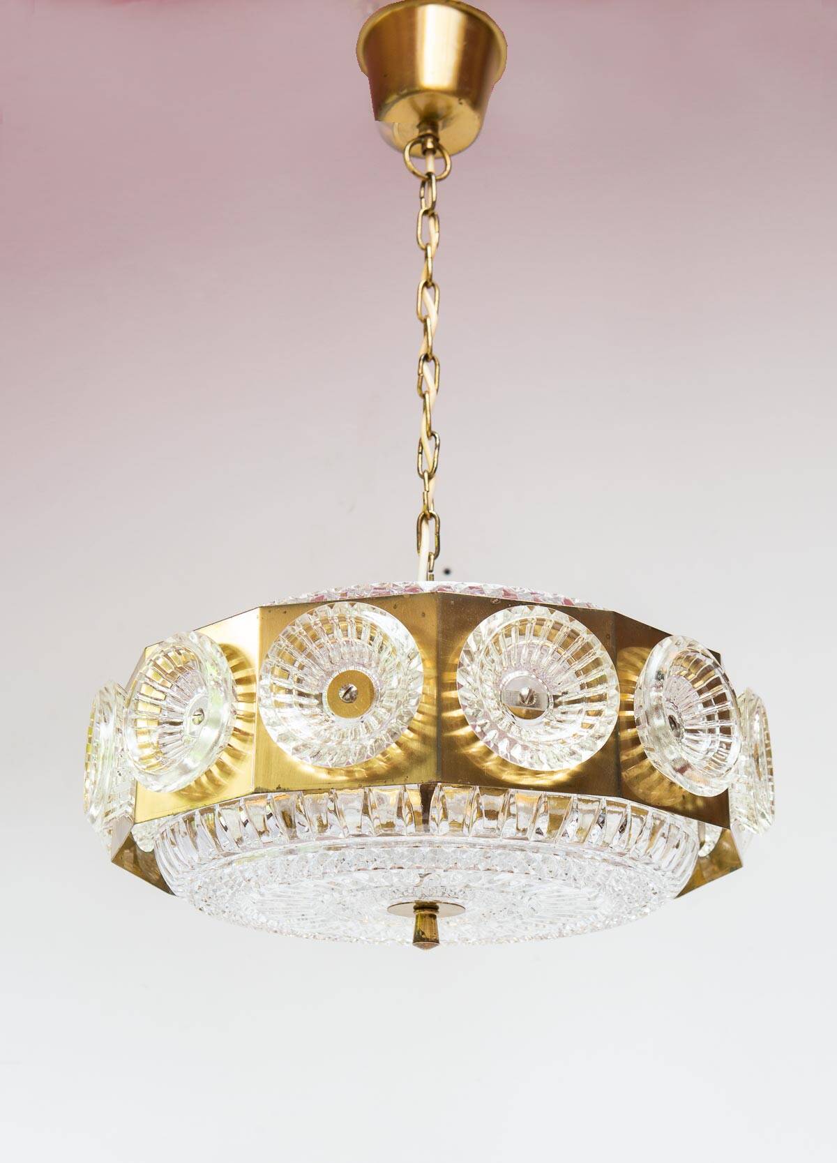 Swedish crystal pendant light attrib. Carl Fagerlund x Orrefors 1960s