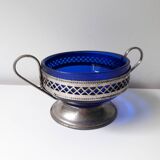 Navy blue bowl with pewter base (A1)