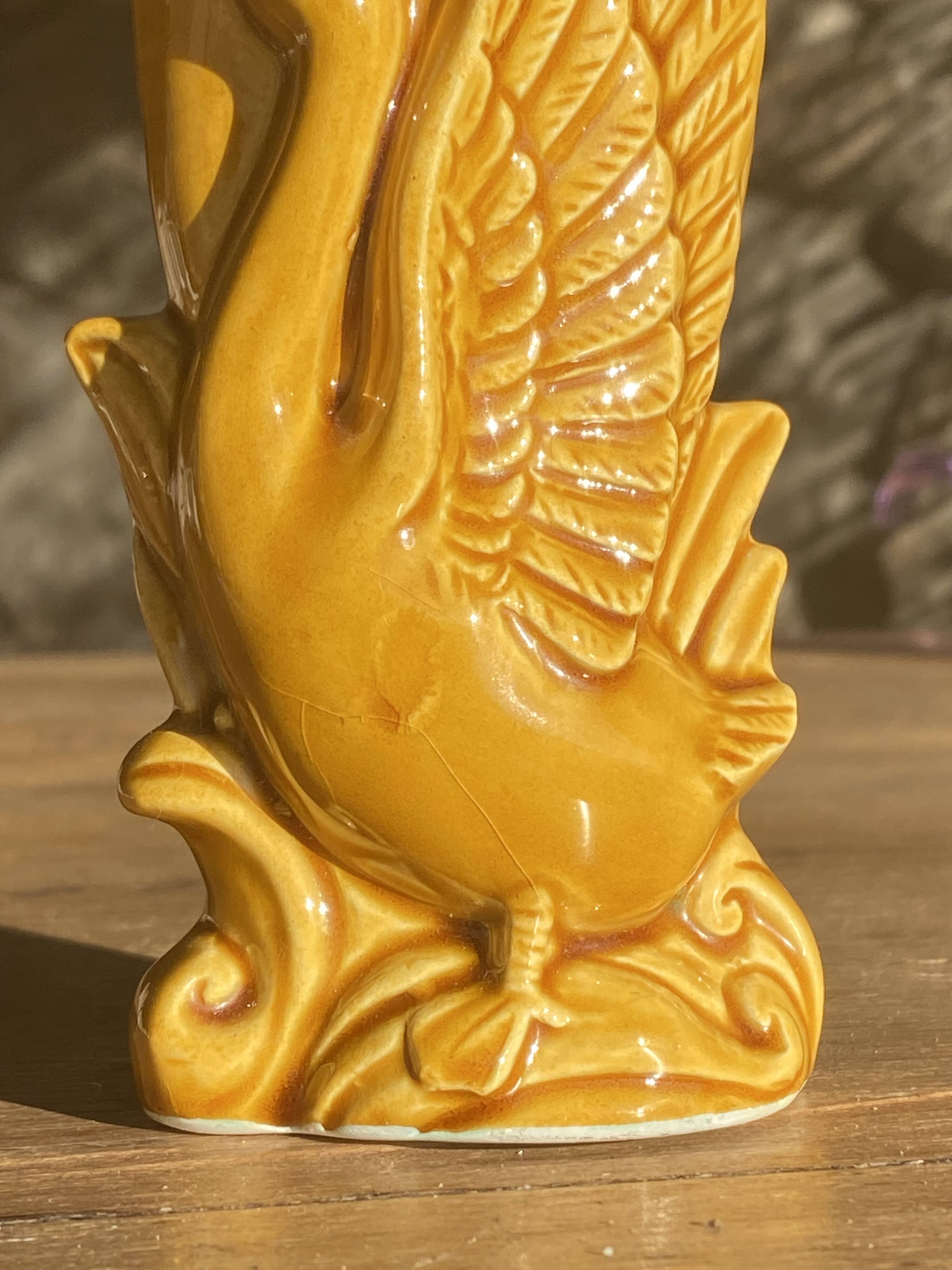 Japanese ceramic vase with swan decor