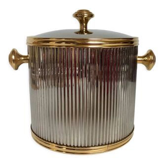 Vintage chrome and gold metal ice bucket