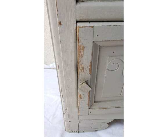 50's wooden and light marble bedside