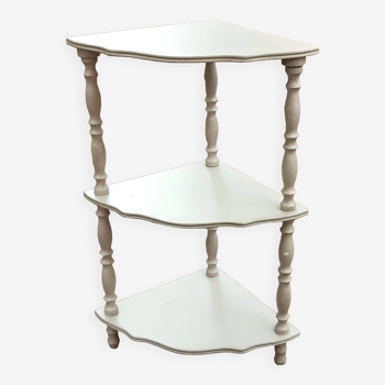 pedestal table with 3 shelves in beige painted wood