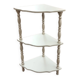 guéridon à 3 tablettes en bois peint beige