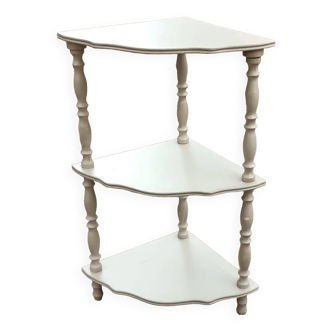 pedestal table with 3 shelves in beige painted wood