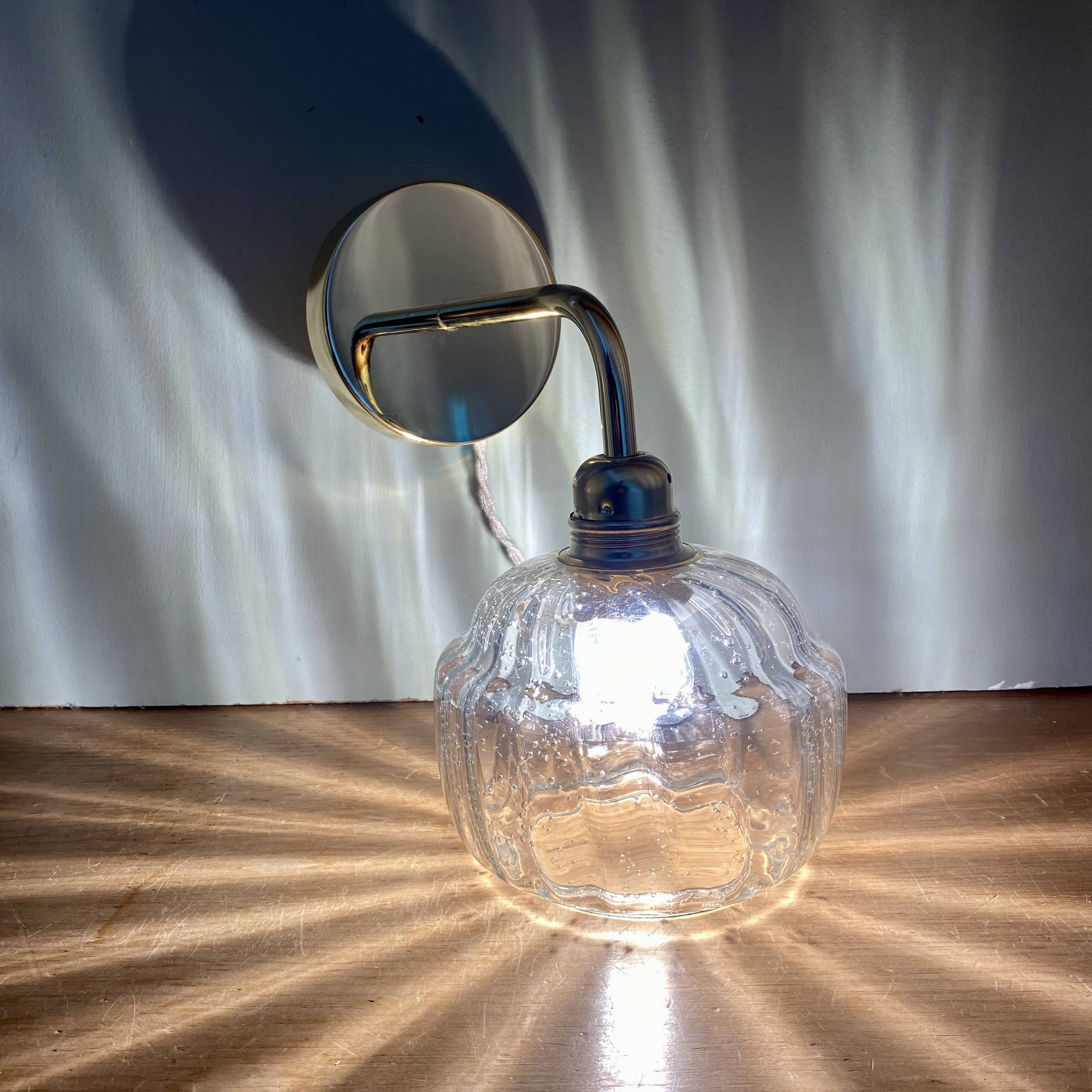 Vintage bubbled glass globe wall light