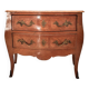 Louis XV style commode with two drawers and a pink marble top.