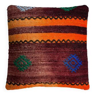 Housse de coussin kilim turc vintage, 40 x 40 cm