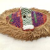 Masque Kuba du Congo - Cauris, Perles de verre, Raphia, Tissu