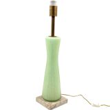 Mid-century modern green Murano glass Table lamp, Barovier & Toso style  Italy, 1940s