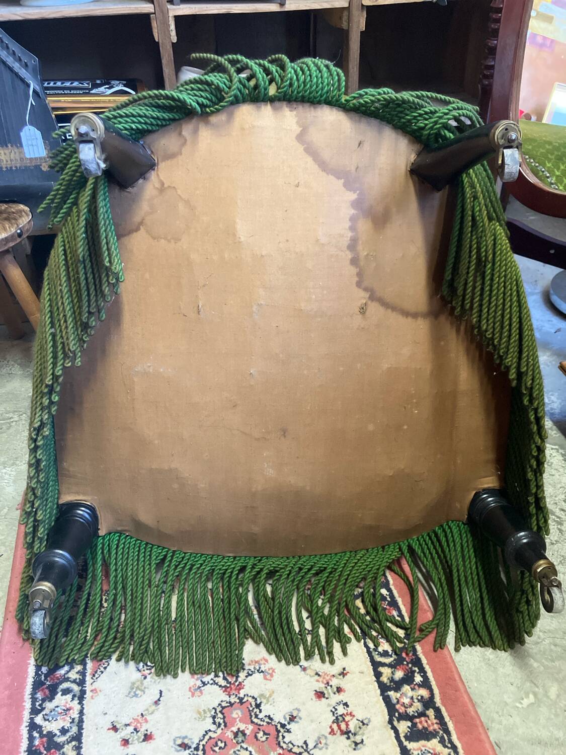 Velvet Green Toad Armchair With Fringe