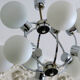 Mid century chandelier with 9 radiating milk glass globes 1970s