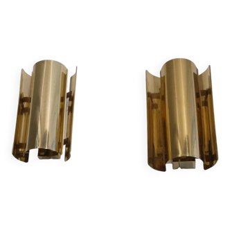 Pair of brass wall lights from Falkenberg 1970