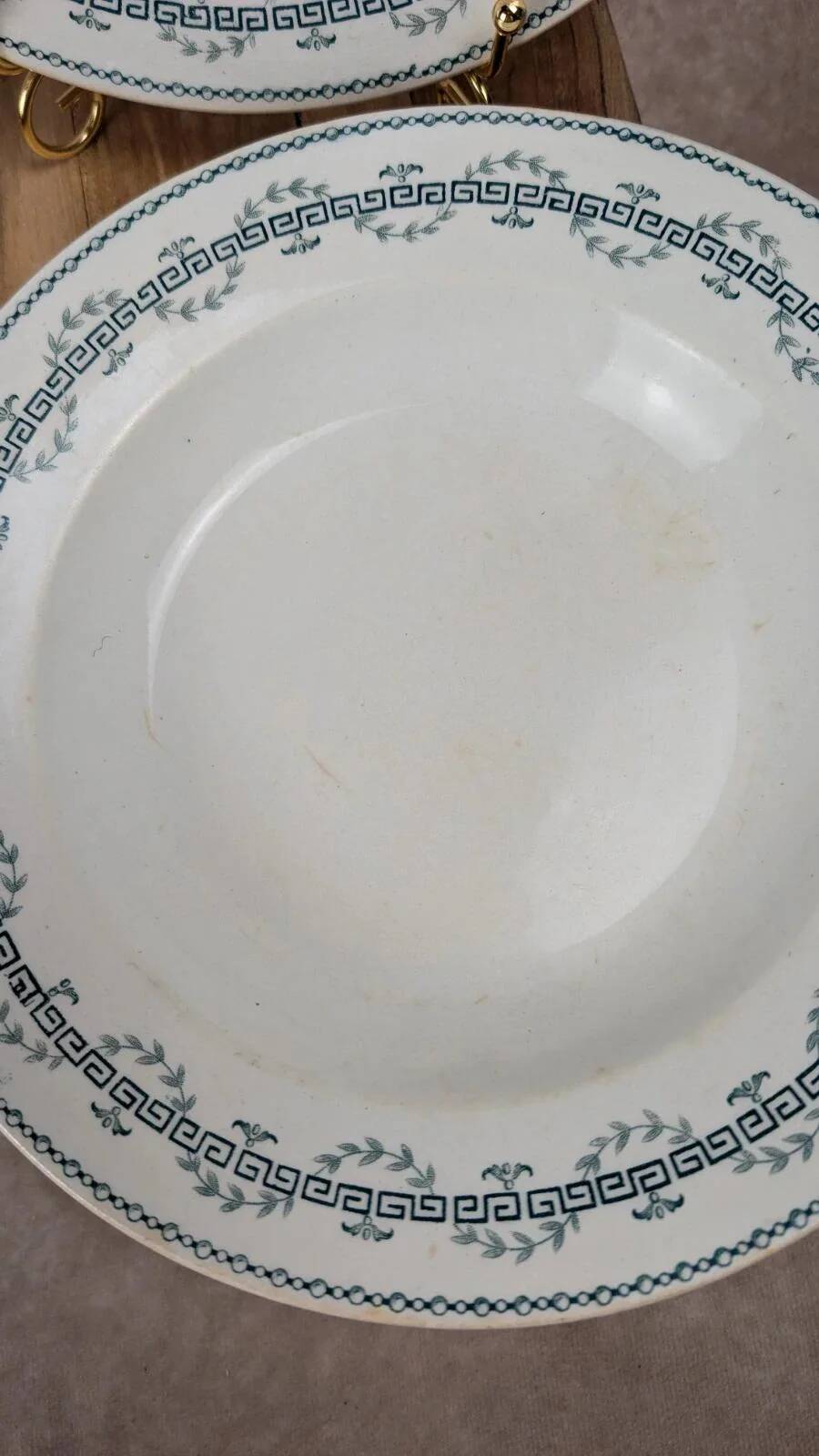 Lot de 4 assiettes creuses anciennes Gien – Terre de Fer modèle Austerlitz