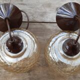 Amber glass hanging lamps 1970