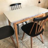 Vintage table 1960's wood and formica with extensions and wooden legs