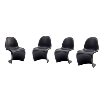 Lot de 4 chaises Panton édition Vitra, noir