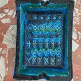 Cendrier en grès émaillé bleu polychrome