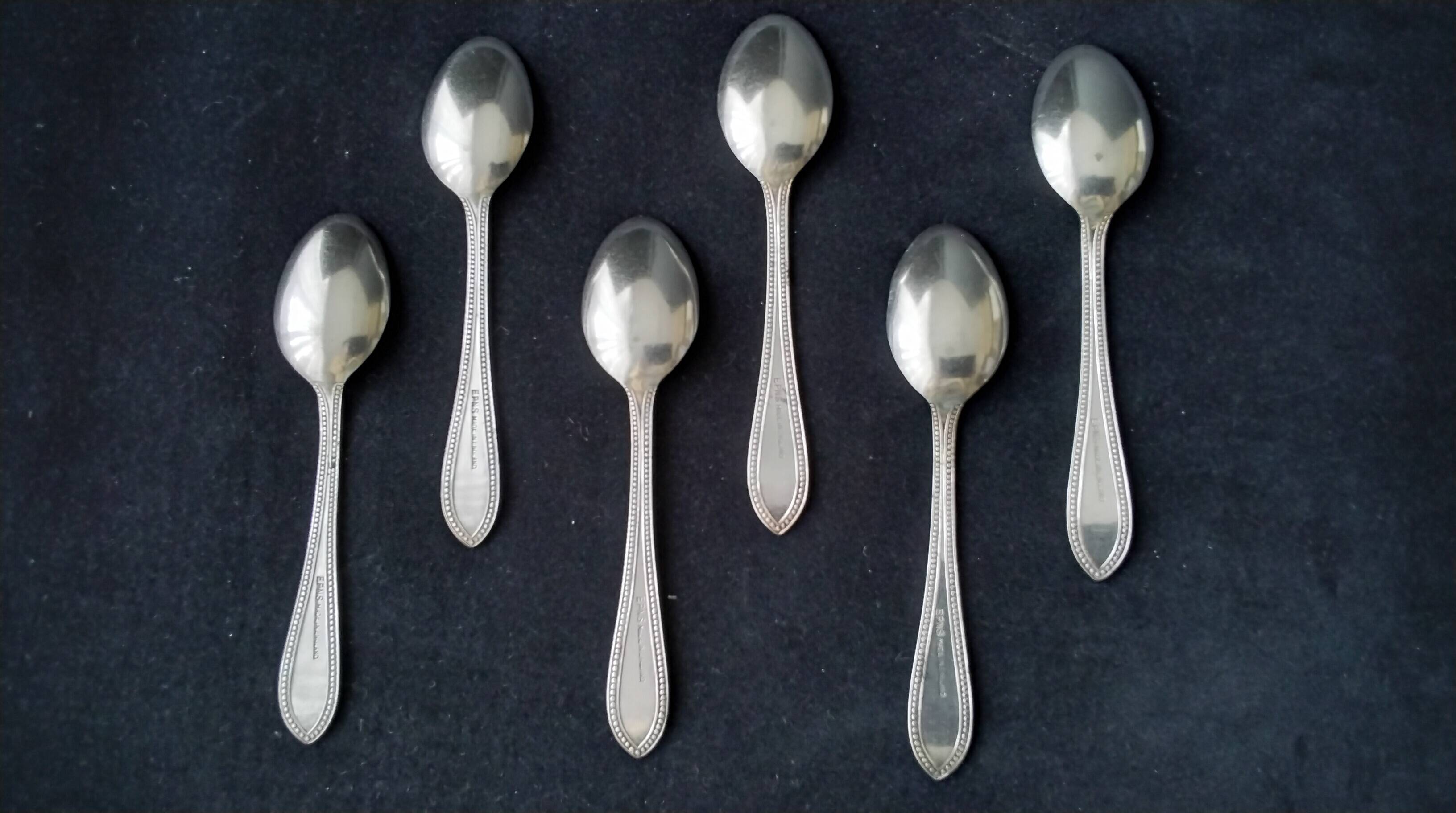 6 silver-plated metal mocha spoons English EPNS