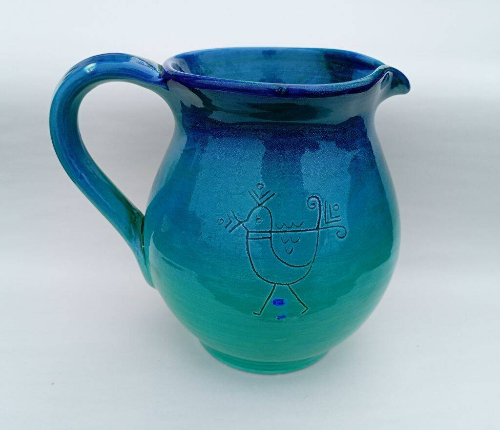 Vintage Mid-Century Ceramic Pitcher in Ombré Style