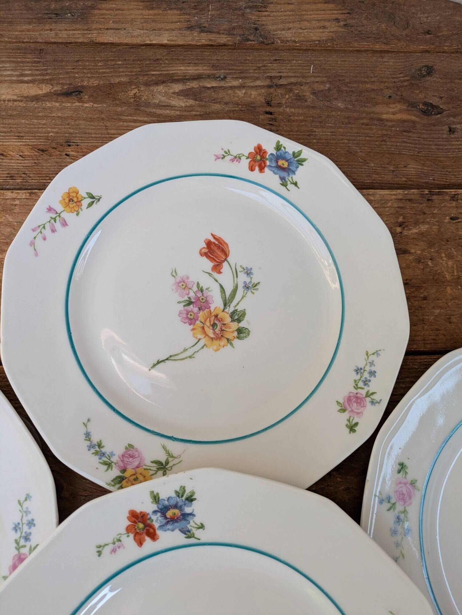 Ensemble de 6 assiettes à dessert à motif de bouquet de fleurs 20.5cm