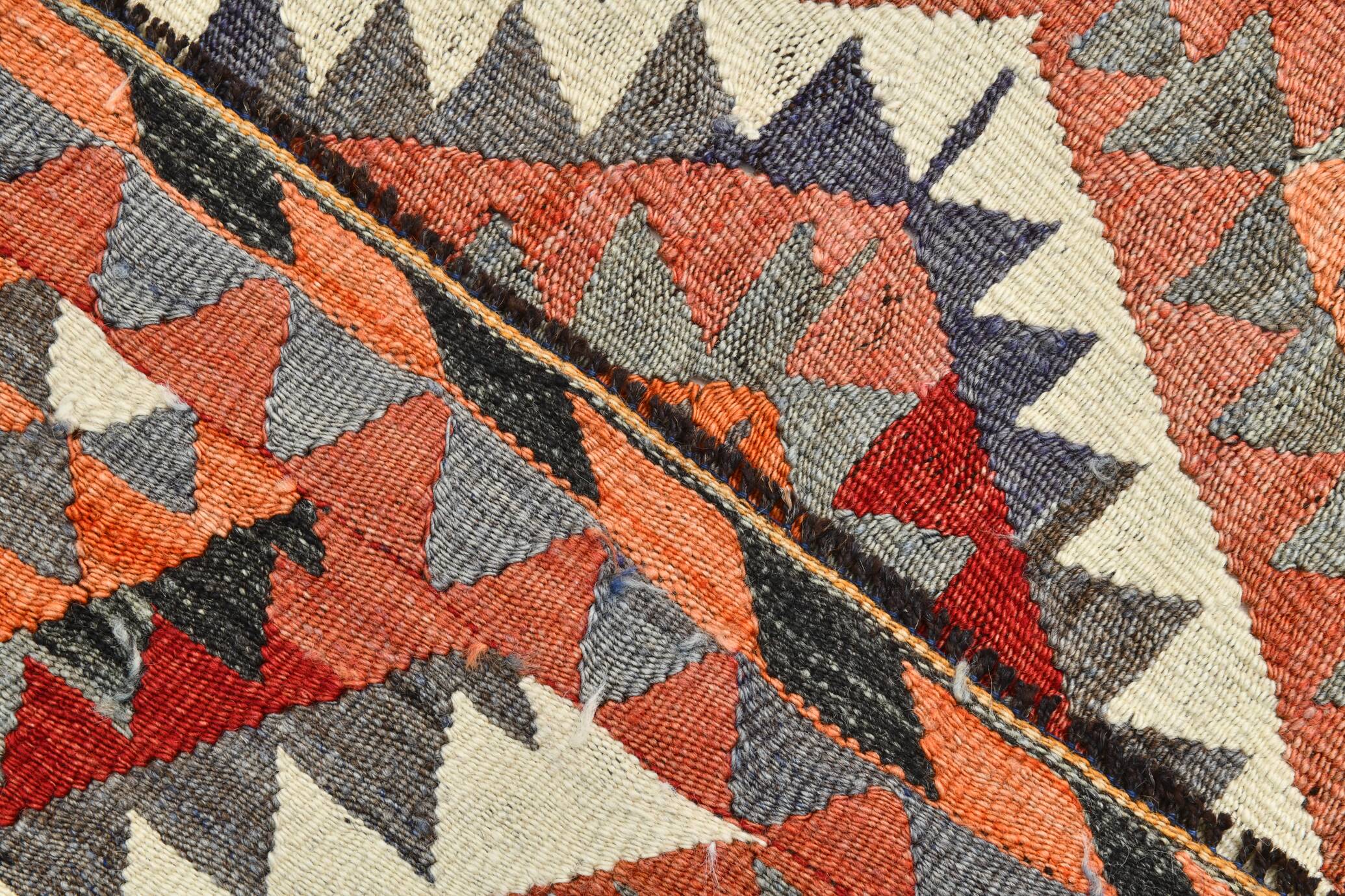 Wine Red & Green Geometric Kilim Rug, 155x268Cm