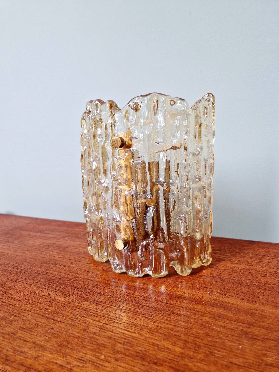 Amber glass wall lamp, design by Carl Fagerlund, Orrefors, 1960.